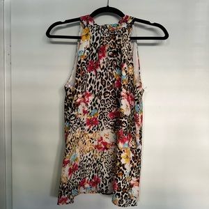 Gibson floral leopard print tank top